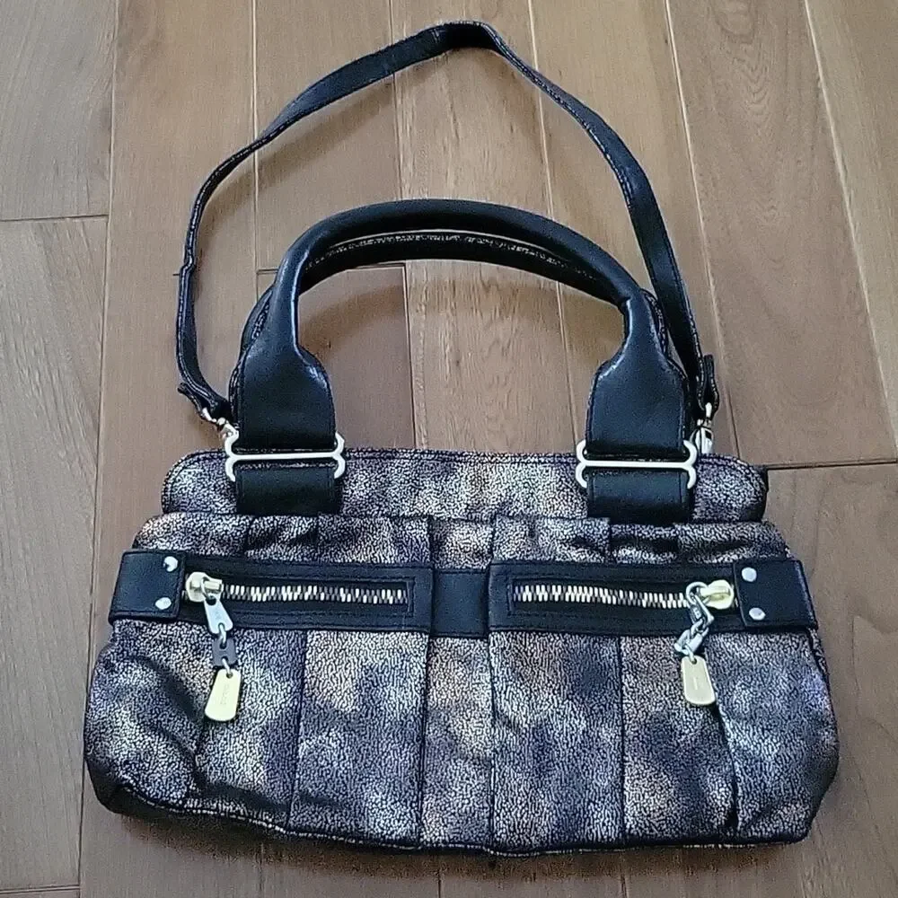See by Chloe Daytripper Satchel Bag Pewter Gold Leather Zip‎ Pockets Purse